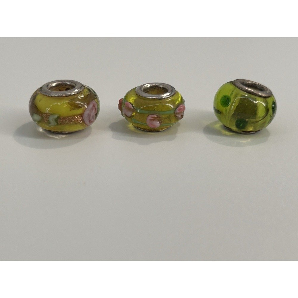 Vintage Sterling Silver Retro Slide Glass Bubble Bead Charms